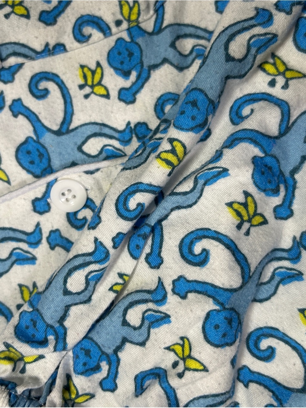 Amazon Blue and White Monkey Print Women's Pajama Set - Picture 5 of 6